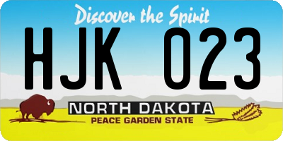 ND license plate HJK023