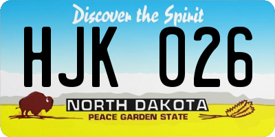 ND license plate HJK026