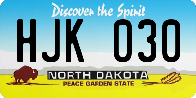 ND license plate HJK030