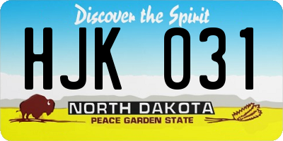 ND license plate HJK031