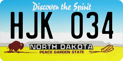 ND license plate HJK034