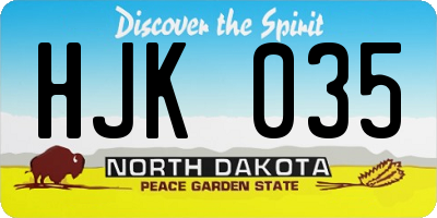 ND license plate HJK035