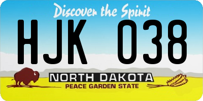 ND license plate HJK038