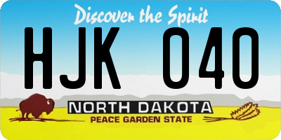 ND license plate HJK040