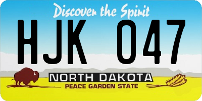 ND license plate HJK047