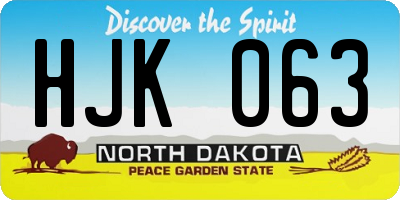 ND license plate HJK063