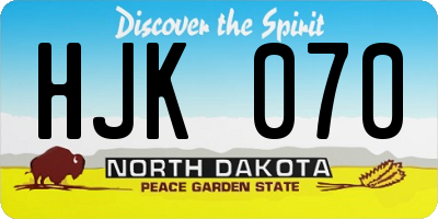 ND license plate HJK070