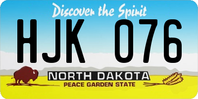 ND license plate HJK076