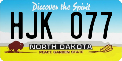 ND license plate HJK077