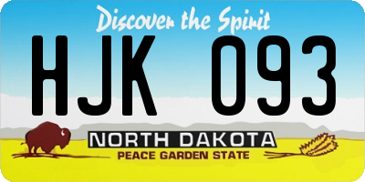 ND license plate HJK093