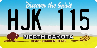 ND license plate HJK115