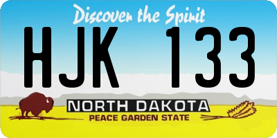 ND license plate HJK133