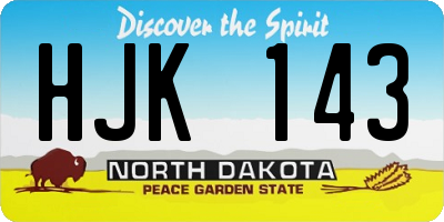 ND license plate HJK143