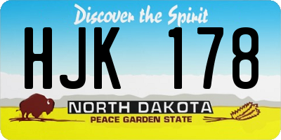 ND license plate HJK178