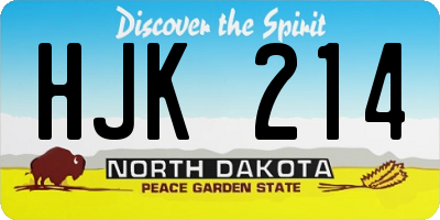 ND license plate HJK214