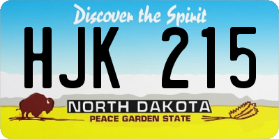 ND license plate HJK215