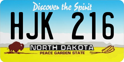 ND license plate HJK216