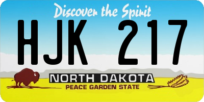ND license plate HJK217