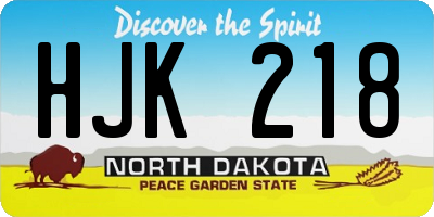 ND license plate HJK218