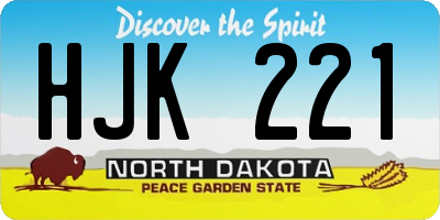 ND license plate HJK221