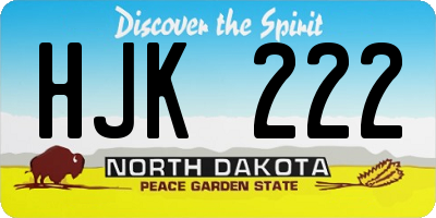 ND license plate HJK222