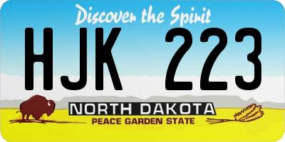 ND license plate HJK223