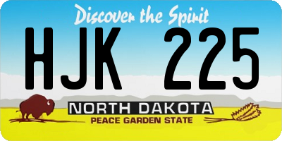 ND license plate HJK225