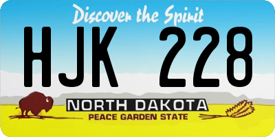 ND license plate HJK228