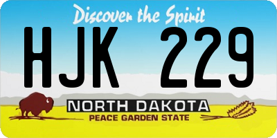 ND license plate HJK229