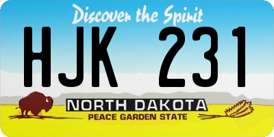 ND license plate HJK231