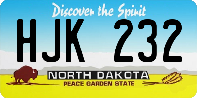 ND license plate HJK232