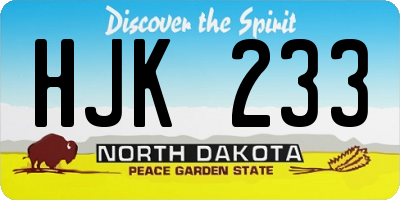 ND license plate HJK233