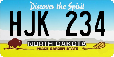 ND license plate HJK234