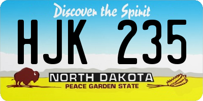 ND license plate HJK235