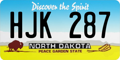 ND license plate HJK287