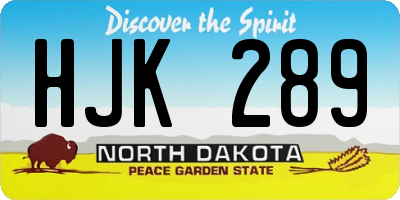 ND license plate HJK289