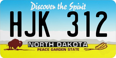 ND license plate HJK312