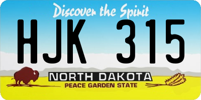 ND license plate HJK315