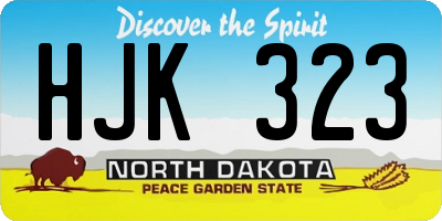 ND license plate HJK323