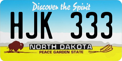 ND license plate HJK333