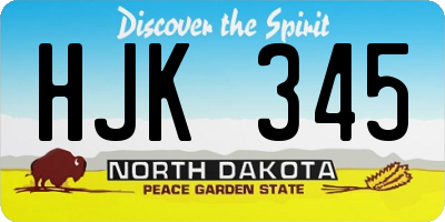 ND license plate HJK345