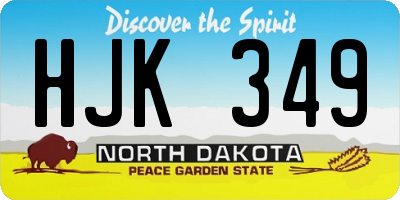 ND license plate HJK349