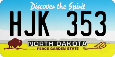 ND license plate HJK353