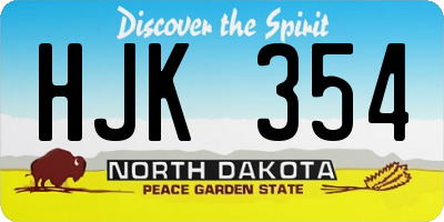 ND license plate HJK354