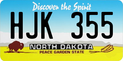 ND license plate HJK355