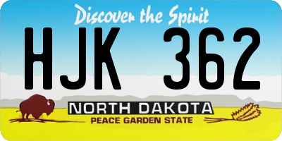 ND license plate HJK362