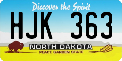 ND license plate HJK363