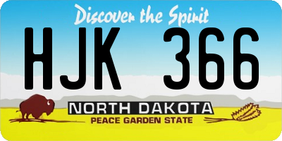 ND license plate HJK366