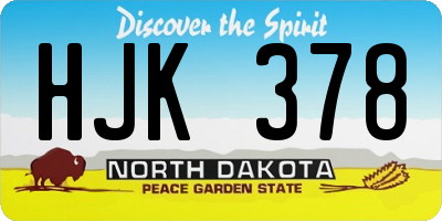 ND license plate HJK378