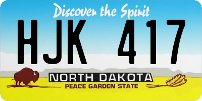 ND license plate HJK417